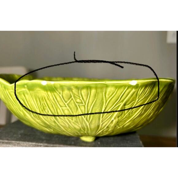 Vintage Holland Mold Green Cabbage Tureen & Serving Bowl Set Mid Century - Picture 7 of 7